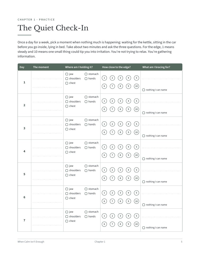 The Quiet Check-In seven-day tracker